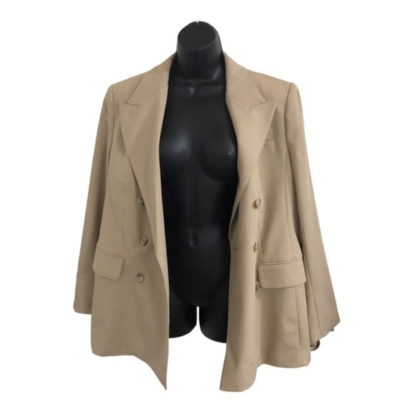 BR banana republic bespoke tan double breasted blazer jacket size 8 brand new - Picture 12 of 13